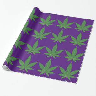 Presente Weed Leaf Green sobre papel de enrolamento rolado