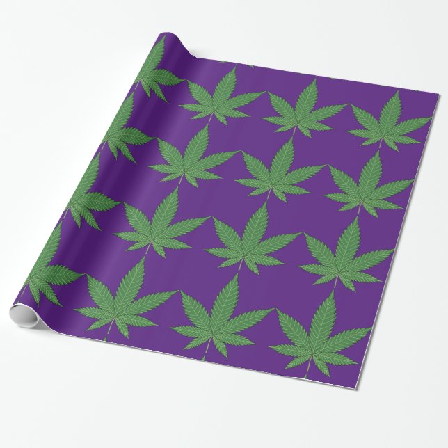 Presente Weed Leaf Green sobre papel de enrolamento rolado (Desenrolado)