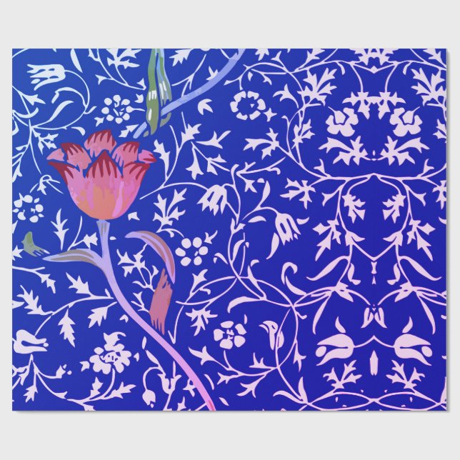Presente William Morris TULIP EM Papel de Embalagem AZUL (Aberto)
