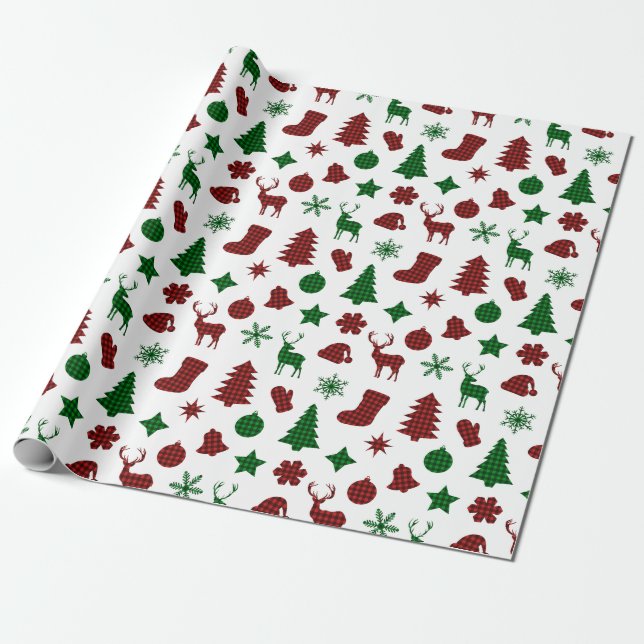 Presente Xadrez de estacas de papel de enrolamento de Natal (Desenrolado)