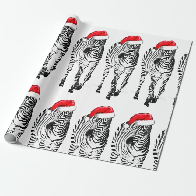 Presente Zebra no papel de envolvimento do papai noel (Desenrolado)