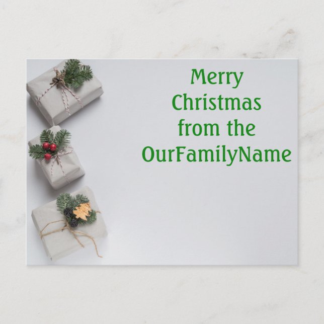 Presentes Brancos Natal Personalizar Cartão Postal (Frente)