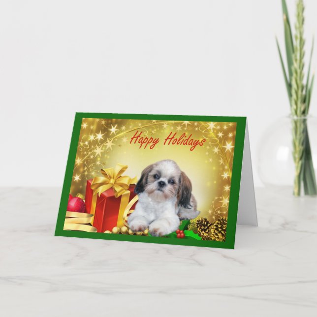 Presentes de Cartão de Natal Shih Tzu (Frente)
