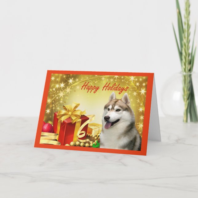 Presentes de Cartão de Natal Siberiano Husky (Frente)