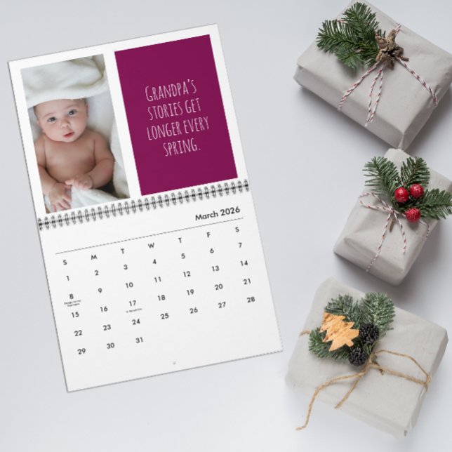 Presentes de fotos dos netos Calendário slogan eng (Criador carregado)
