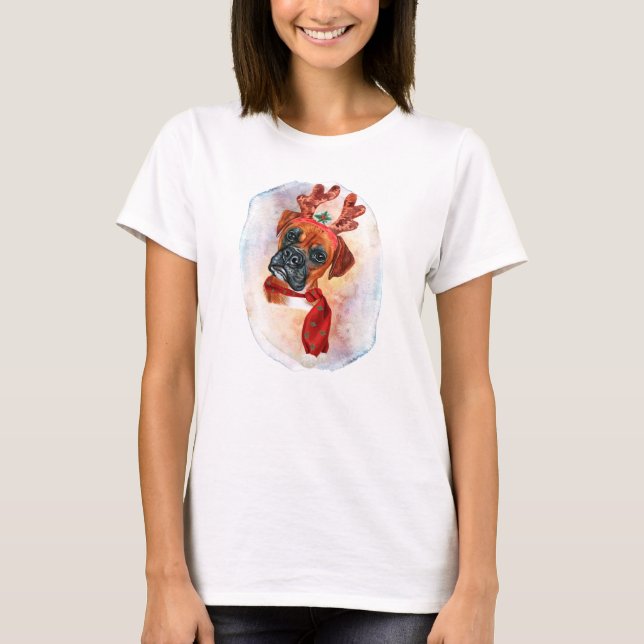 Presentes De Natal Boxer Para Camiseta De Amantes  (Frente)