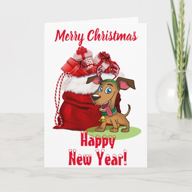 Presentes De Natal E Cachorro - Cartão De Nota De  (Frente)