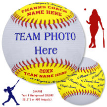 Presentes do treinador de softball com nomes de to