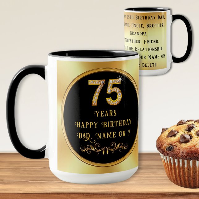 Presentes dos 75 anos do homem. Canecas dos 75 ano (Gifts for man's 75th birthday. Good 75th birthday gift ideas for men, grandpa, brother or uncle.)