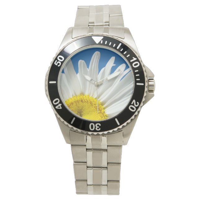 Presentes Flor de Margarida Relógios Moda Céu Azul (Frente)