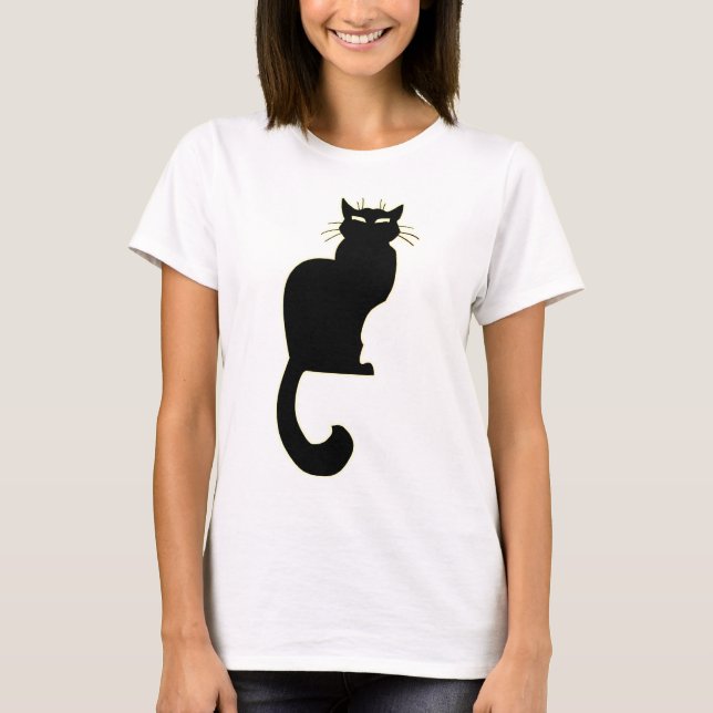 Presentes negros de camisa de gato feminina (Frente)
