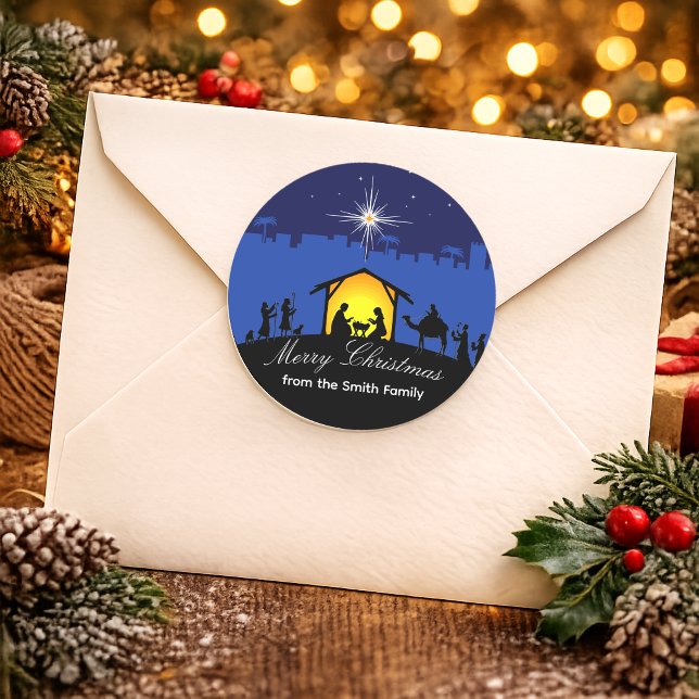 Presépio Estrela Azul adesivo de Natal (Criador carregado)