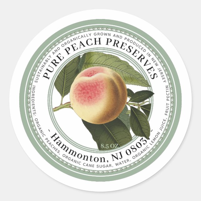 Preserva Etiqueta 1800s Ilustração Peach (Frente)