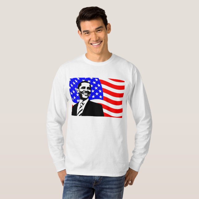 Presidente de bandeira dos EUA Barack Obama Camisa (Frente Completa)