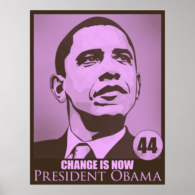 Presidente Obama, a mudança é agora Poster rosa (Frente)
