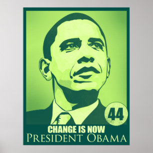 Presidente Obama, Mudança é agora Poster verde