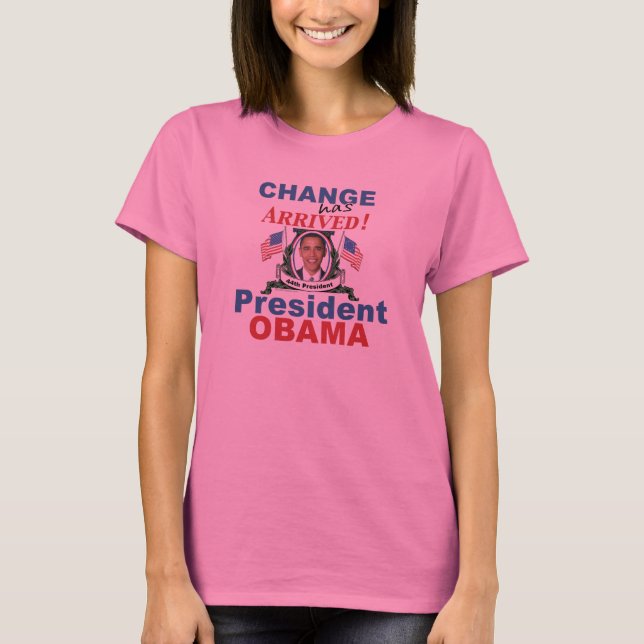 Presidente Obama T-shirt Longo Capa (Frente)