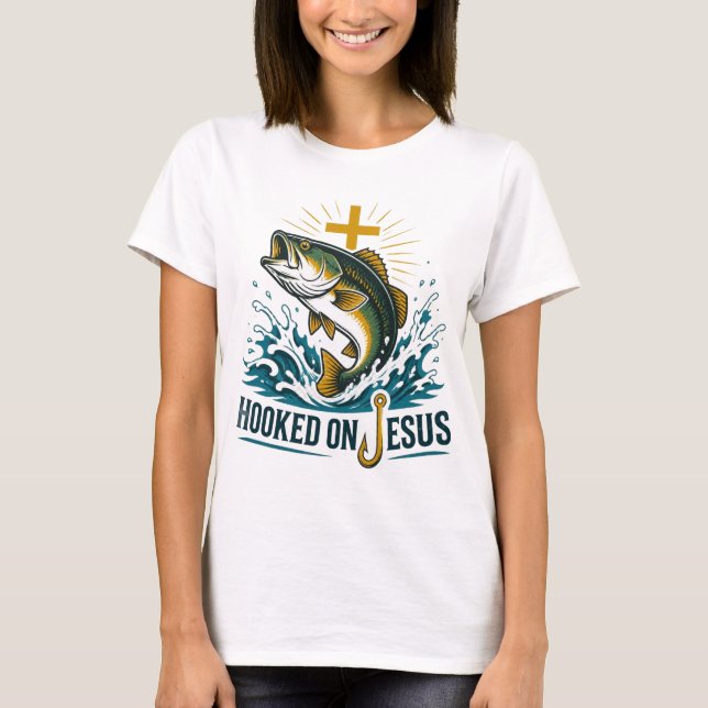 Preso a Jesus: Camiseta de Pesca de Robalo (Frente)