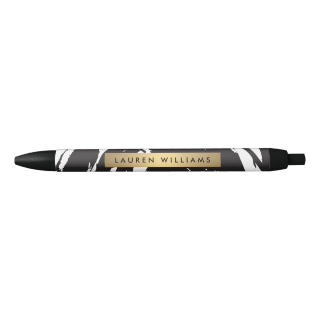 Preta Abstrato Black Brushstrokes Personalizado Caneta (Frente)