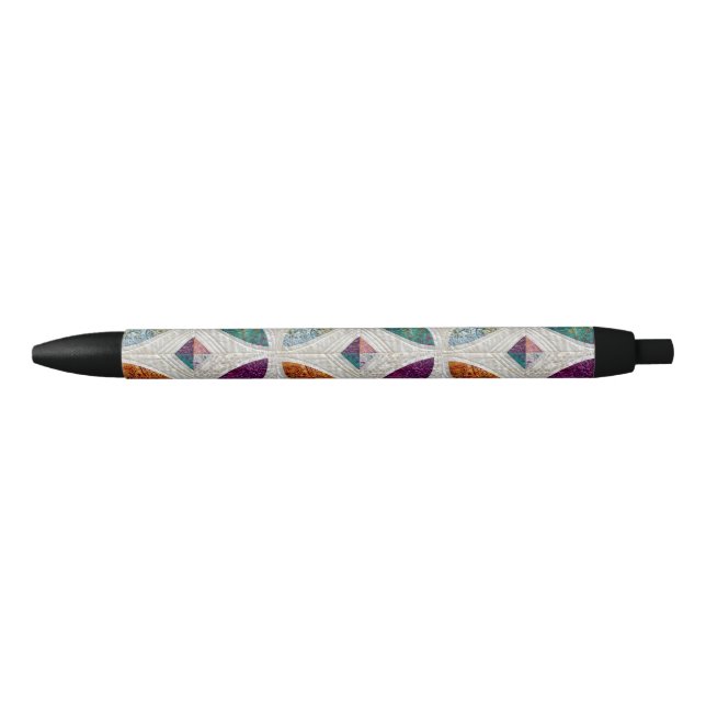 Preta Batik Medallion Quilt Caneta (Frente)