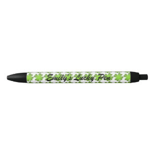Preta caneta afortunada personalizada trevo