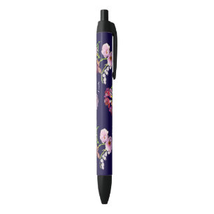 Preta Caneta Azul Floral c/Nome
