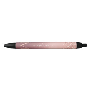 Preta Caneta brilhante Dourada rosa com a letra personal