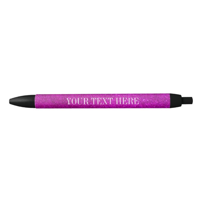 Preta Caneta brilhante rosa personalizada com texto pers (Frente)