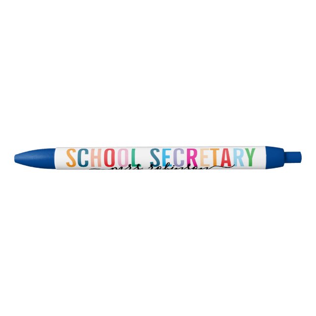 Preta Caneta Colorida para Secretária Escolar com Nome P (Frente)