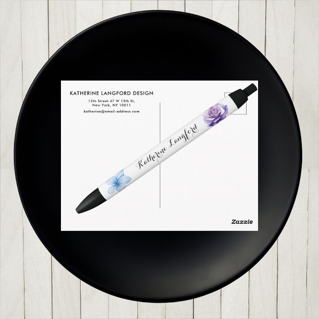 Preta Caneta com Estampa Floral | Presente Personalizado (Criador carregado)