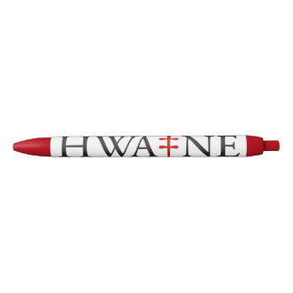 Preta caneta com logotipo HWA-NE para eventos, vermelha