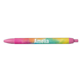 Preta Caneta com Nome Personalizado Arco-íris Rosa