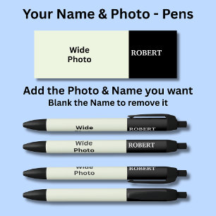 Preta Caneta com Nome Personalizado & Sua Foto