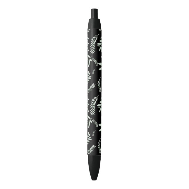 Preta Caneta com Padrão de Galho de Oliveira Natural – E (Frente Vertical)