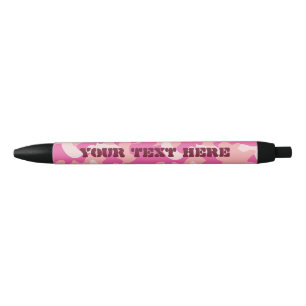 Preta Caneta cor-de-rosa de Camo - adicione seu texto