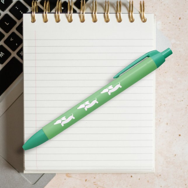 Preta Caneta Dachshund Verde (Green dachshund pen - office gift)