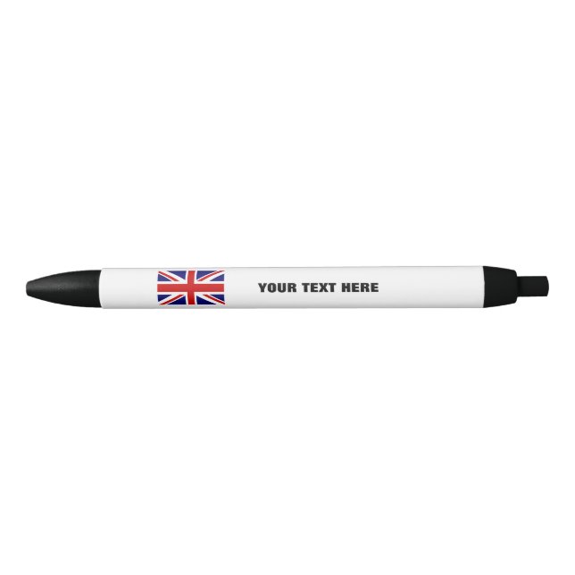 Preta Caneta de bandeira da Union Jack Britânica com tex (Frente)