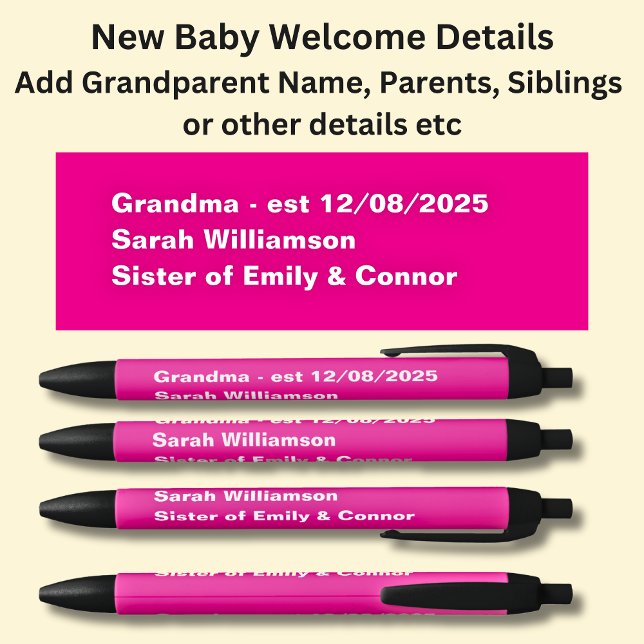 Preta Caneta de Boas-Vindas, Adicionar Nomes e Detalhes (Criador carregado)