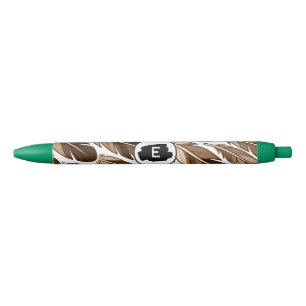 Preta Caneta de Boho Personalizado - Castanho Monograma