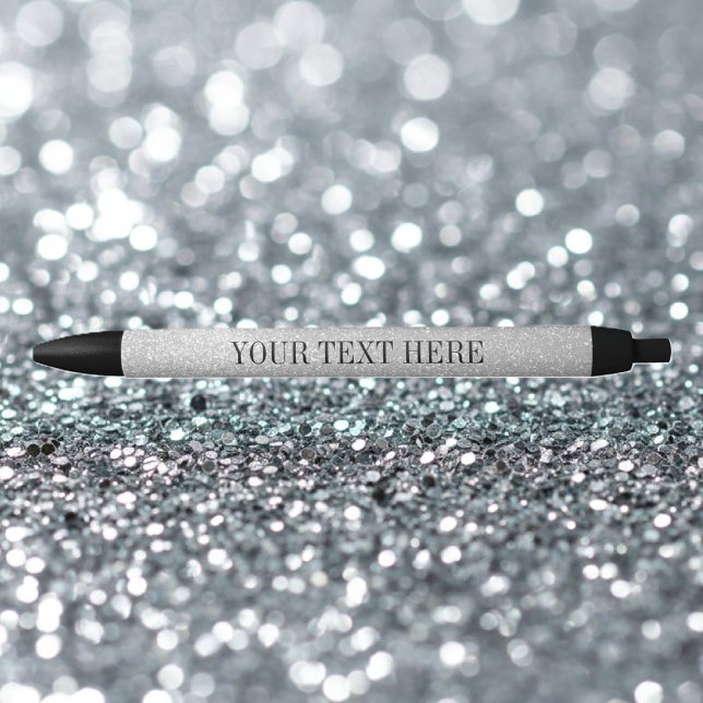 Preta Caneta de brilho prateado personalizado | seu text (silver pen)