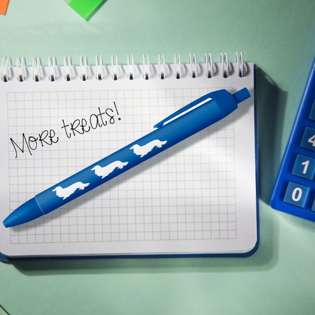 Preta Caneta de Dachshund de Cabelo Longo para Pais de D (Long hair dachshund ink pen in blue)