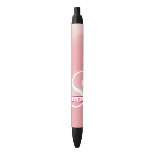 Preta Caneta de Monograma de Aquarela Rosa