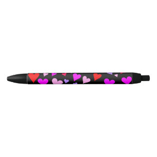 Preta Caneta de padrões de corações vermelho, rosa, r