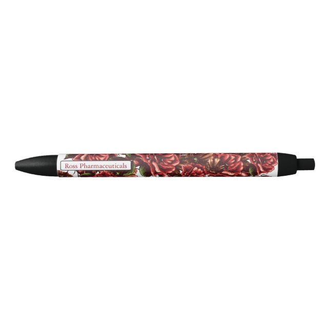 Preta Caneta de Rosas vermelhas Rustic Vintage Personali (Frente)