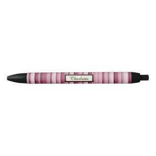 Preta Caneta de Stripes Mauve Rosa Personalizadas