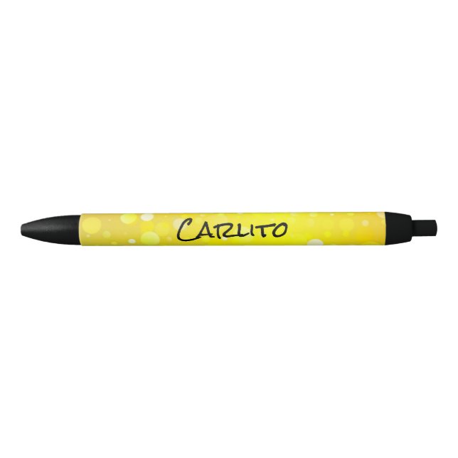 Preta Caneta de Tinta de Texto em Círculos Amarelos Pret (Frente)