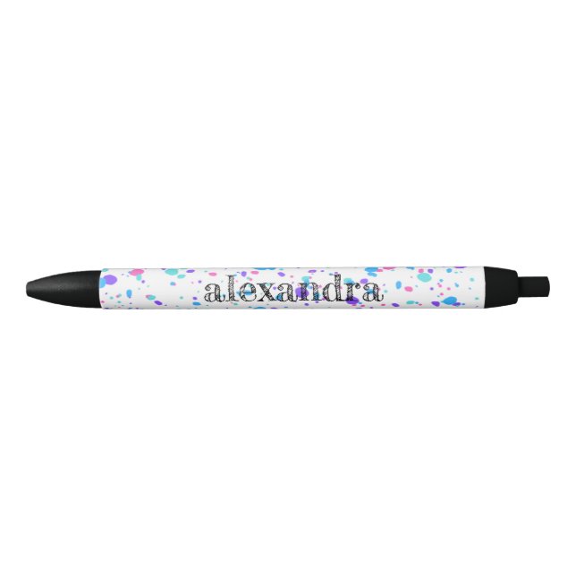 Preta Caneta de Tinta Digital Splatter Name - Vários Ros (Frente)