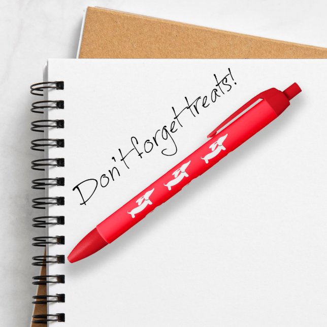 Preta Caneta de Tinta do Canino Vermelho (Dachshund in pen for doxie moms and wiener dog dads)