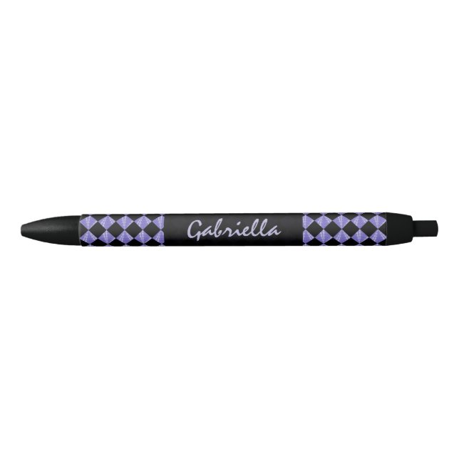 Preta Caneta de Tinta Personalizada com Padrão de Diaman (Frente)