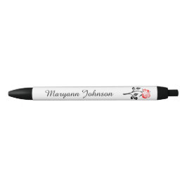 Preta Caneta de Tinta Personalizada da Rosa vermelha Ele